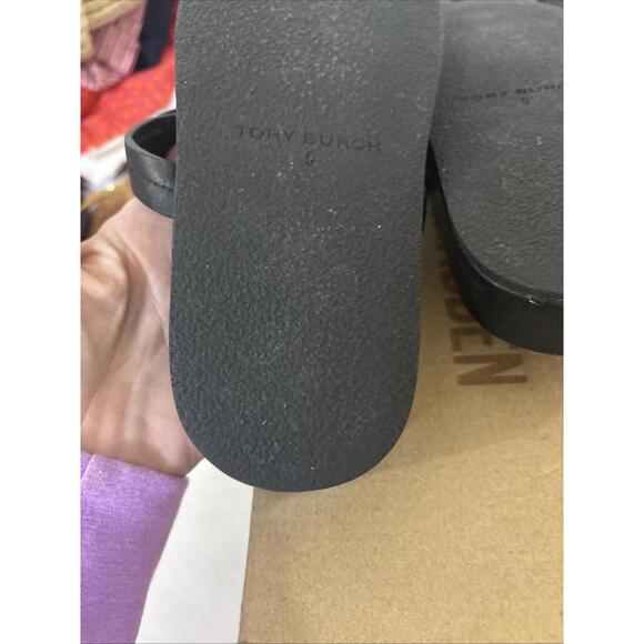 Tory Burch Miller Cloud Leather Sandal BLACK US 5 AUTHENTIC - Picture 9 of 16